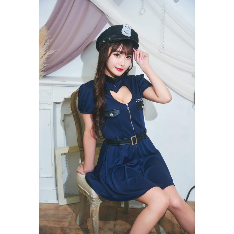 Clear Stone Cosplay Black Police Hat, Unisex, Black