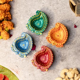 (Pack of 48) Clay Diyas with Cotton Wicks, Diwali Decorations For Home, Mitti Diyas for Pooja, Indian Pooja Decor For Mandir, Diwali Gifts, Earthen Lamp for Navratri Dussehra, Party Favors