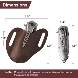 MUZZIOU Handmade Leather Pocket Knife Sheath, Folding Knife Sheath Compact Draw Knife Holster Inner diameter length 4.9" for Folding Knife Tool (Brown)