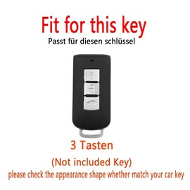 HIBEYO Smart Car Key Case Fits Mitsubishi TPU Protective Case Key Cover for ASX L147 Pajero Outlander Eclipse L200 Lancer RVR Key Case Key Fob Grey Blue