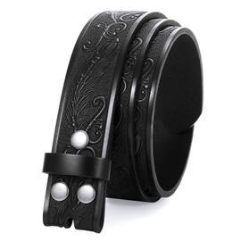 JasGood Western Leather Men's Belt (without Buckle), 3.8 cm Width, G Style-Black