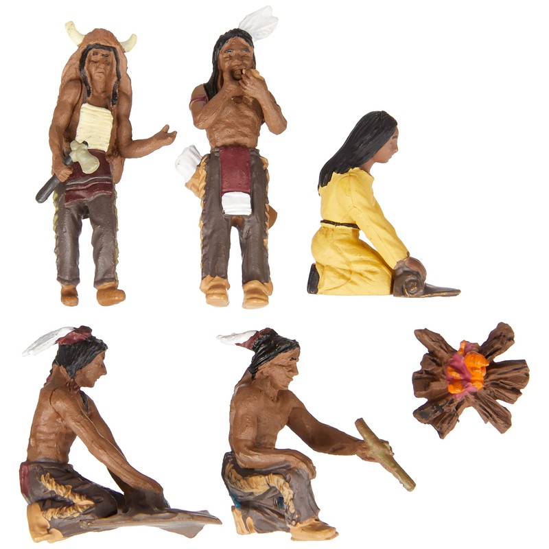 Woodland Scenics SP4443 1.5-Inch Scene Setters Figurine, Native Americans, 5/Pack