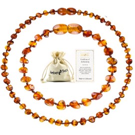 Baltic Amber Necklace and Amber Bracelet - Natural Amber from Baltic Region (13in. and 5.5in.) (Brown)