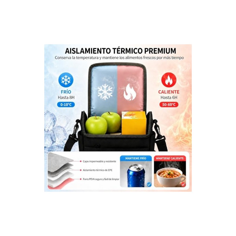 KTMOUW Loncheras para Mujer, Bolsa Térmica y Hielera - Negro