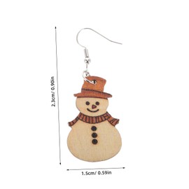 WOONEKY Snowman Earrings Christmas Jewelry Minimalist Wooden Drop Earrings Snowman Ear Piercings for Women Girls
