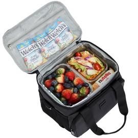 ZEEMO Insulated Lunch Bag for Men Women, Cooler with Adjustable Shoulder Strap, Leakproof Box for Work, Picnic, Medium Size, Black