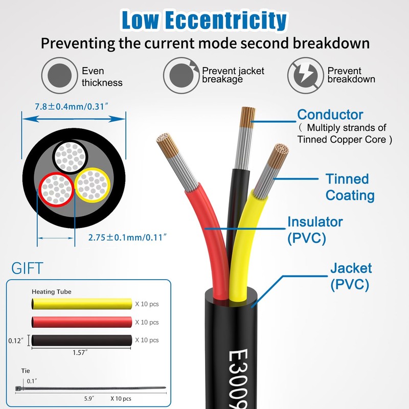 14awg 3 Wire Cable 14/3 Electrical Wire 3 Core Extension