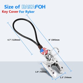 Key Fob Holder Case Sporty Key Shell Ignition Key Cover with Dark Leather Cord Lanyard Key Chain For All Can Am Ryker Models Accessories(Chrome with US Flag Pattern)