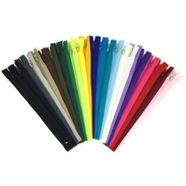 DOITEM 25cm/10 Inch Multicolor Nylon Coil Zippers for Sewing and Crafts 24 Colors