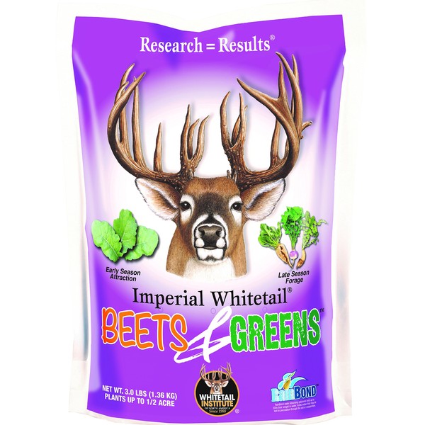 Whitetail Institute Beets & Greens Deer Food Plot Seed for Fall Planting - Blend of Sugar Beets, Kale, Turnip and Radish to Attract and Hold Deer Throughout Fall and Winter, 3 lbs (.5 Acres)