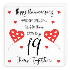 Hunts England - 19th Wedding Anniversary Card - 19 Years Together - Happy Anniversary - Timeless Collection - Fun Cute Card