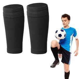 JEYORZY 1 Pair of Football Shin Pads Socks, Non-Slip Sleeves Shin Pad Holder, Football Socks for Children, Adults, Beginners, Breathable, Non-Slip (Black)