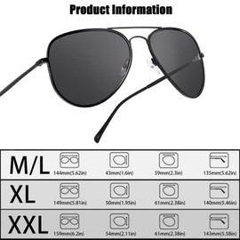 MAXJULI Gafas de sol de Aviador Polarizadas para Hombres y Mujeres de cabeza grande 8123