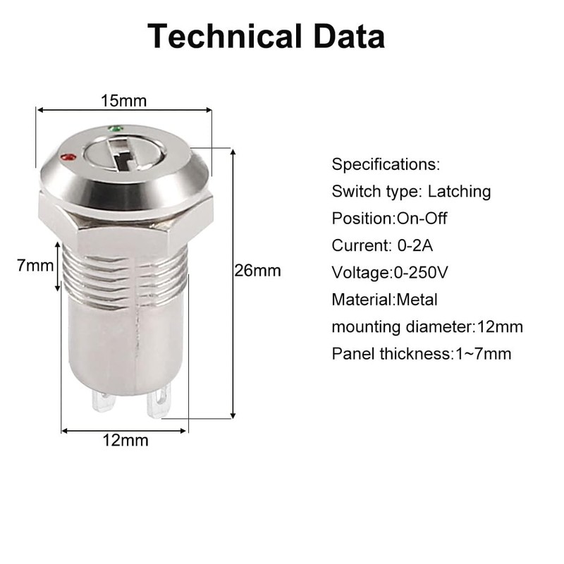GUUZI 3 Pack 12mm Metal Key Lock Latch Switch On/Off