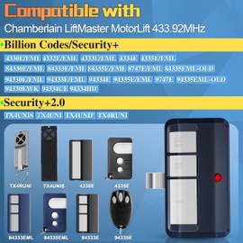 pepape 433.92MHz Garage Door Remote Transmitter for Chamberlain LiftMaster TX4UNIF TX4UNIS 94335E 94334E 4335E for Chamberlain Motorlift ML700 ML1000 ML2000 ML5000