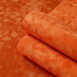 Stickyart Soft Orange Velvet Wallpaper Peel and Stick Felt Fabric Drawer Liner Removable Luxury Velvet Textured Orange Contact Paper Self Adhesive Felt Sheet for Drawer Cabinet Liners Decor 12"x80"