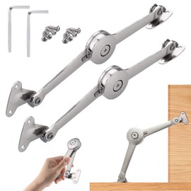 Lid Support Hinge, Pack of 2 Soft Close Lid Support Hinges with Screws and Allen Key, Flap Fitting, Flap Support, Satin Nickel Folding Hinge, Cabinet Hinges, for Wardrobe