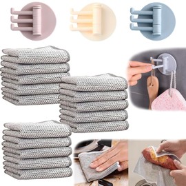 ONEDIGI Multipurpose Wire Dishwashing Rags for Wet and Dry, Non-Scratch Wire Dish Cloths, Wire Cleaning Rags Easy Rinsing Wire Dish Towels for Kitchen, Sinks, Pots (Double Layer, 15PCS)