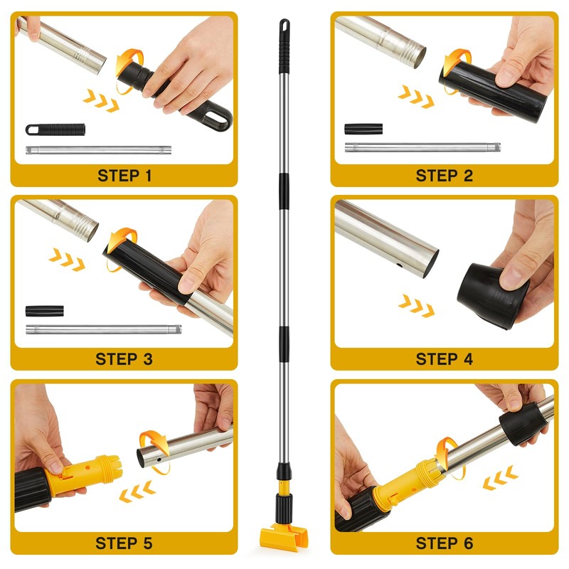 Thyle 6 Pack Stainless Steel Commercial Mop Handle for Floor