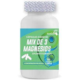 Mix de Magnesio (Citrato de Magnesio. Oxido de Magnesio y Glicinato de Magnesio) de 120 Capsulas de 500 mg