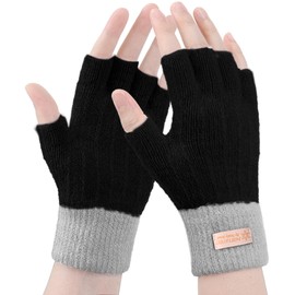 Fingerless Gloves For Women - Winter Thermal Gloves Warm Soft Knit Half Fingers Mittens for Ladies Driving Working Typing UK