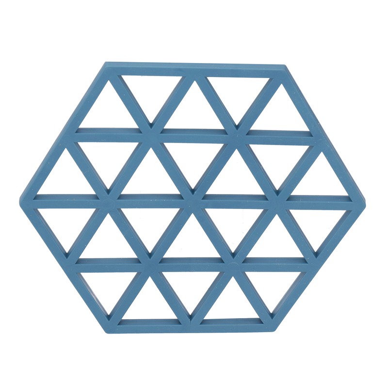 5pcs Table Mats Geometric Hex Shape Hollow Silicone Blue Insulation