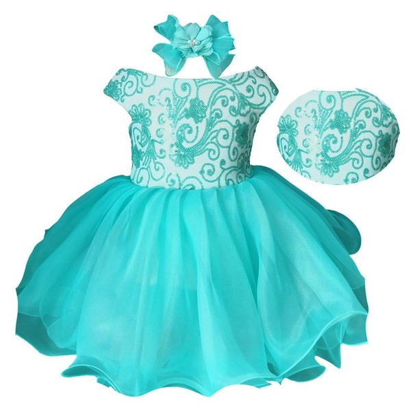 Jenniferwu EB1130N - Vestido de fiesta de cumpleaños para bebé recién nacido, color azul, talla 3-6M