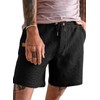Elegancity Men's Waffle Shorts Sports Shorts Elastic Waist Baggy Beach