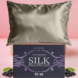 DECOLURE 100% Pure Mulberry Silk Pillow Case King Size – Highest Grade 30 Momme 6A+, Luxuriously Soft & Cooling Silk Pillowcase for Hair & Skin, Hypoallergenic, Breathable, Hidden Zipper (Champagne)