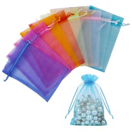 Aucuu Pack of 100 Small Organza Bags, 10 x 15 cm, Wedding Bags, Organza Bags, Jewellery Bags, Candy Bags, Gift Bags for Wedding, Guest Gift, Anniversary