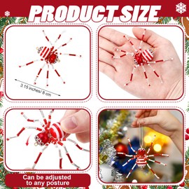 Reallnaive 8 Pcs Red and White Christmas Spider Ornament Beaded Hanging Ornaments Decorations for Xmas Tree Gift