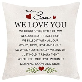 AOCASO Son Cushion Cover Throw Pillow Cover Pillowcase from Mum Dad - Birthday Gifts (Our Son)