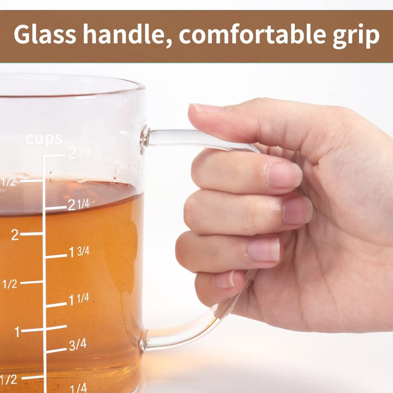 Newness Glass Measuring Cup with Handle, 700 ML (0.7 Liter,