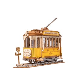 Tsukurun Desu® Robotime TG505 Tram Car 3D Wooden Puzzle, Ornament Series (Japanese Version)