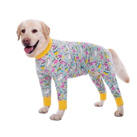 BT Bear Elastic Pet Onesie for Large Dogs, Protect Joints Anti Hair Licking Wound Protection Pet Pajamas Jumpsuit for Medium Large Dogs (XL, Dinosaur)