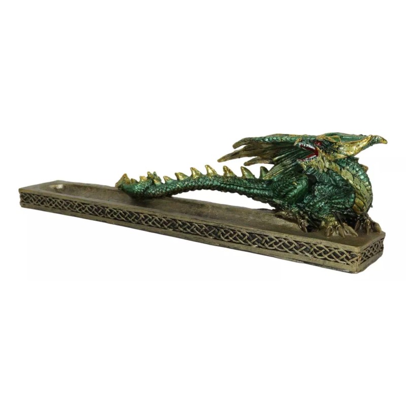 Medieval Celtic Green Dragon Roaring Incense Burner Holder Decorative Figurine