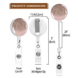 Lckgdozns Badge Reels Retractable,Id Badge Holders Retractable,Badge Clips Retractable ID Card Holder for Teacher, Student, Office Worker(Blush Pink Rose Gold)