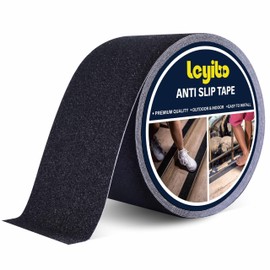 Leyibo Anti Slip Tape, 4 Inch x 62 Ft Grip Tape for Stairs Outdoor/Indoor, Waterproof Non Skid Roll for Stair Treads Non Slip, High Traction Friction Abrasive Adhesive Stair Steps - Black