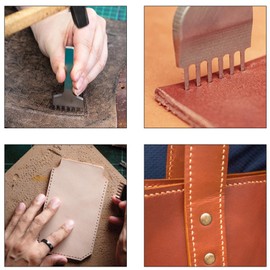 Leather Prong Punch - 4X Leather Craft Punch Prong Tool Set,Steel Puncher Leathercraft Supplies for Studio Home Traveling Use