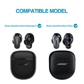 SURITCH Clear Case for Bose QuietComfort Earbuds II 2022/QuietComfort Ultra 2023 Cover, Full-body Shockproof TPU Protective Case with Carabiner & Key Ring & Transparent Logo Window(Navy)