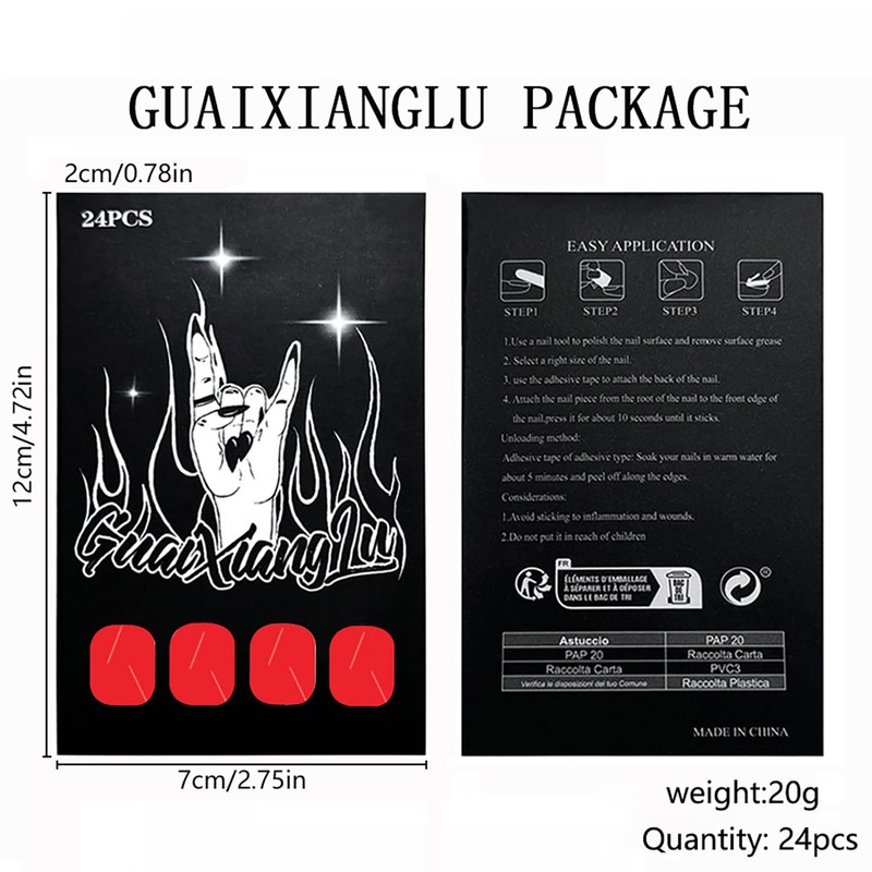 Posyofet 24Pcs Red Glossy Square ABS False Nails, Full Cover,