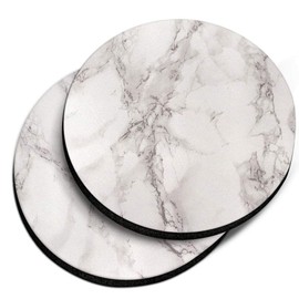 CARIBOU Coasters , Cream Stone Marble Design Absorbent ROUND Fabric Felt Neoprene Car Coasters for Drinks, 2pcs Set