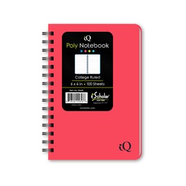 iScholar 94640 - Cuaderno de notas de polietileno de doble alambre, 6 x 4 pulgadas, lado abierto, color variará