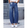Genleck Barrel Jeans Women Wide Leg Cropped Jeans High Waisted