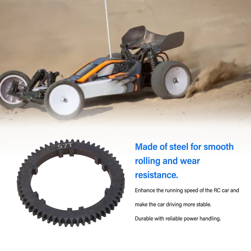 RC Gearbox Gear Black Smooth Rolling Increase Speed 57T Steel
