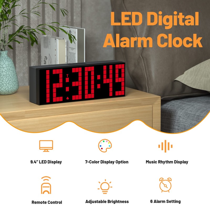 CHKOSDA Digital Alarm Clock, Led Clock with 2" Digital, 7