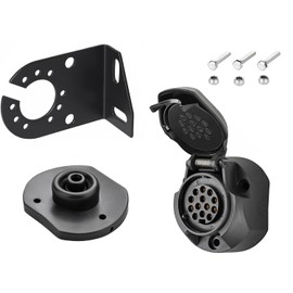 Trailer Socket + Seal + Bracket + Screws 13-Pin 12V Socket Holder Mounting Plate Car