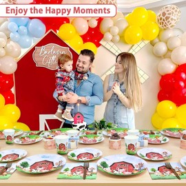 Heboland Farm Party Decorations Tableware Set for 25 Guests, Farm Birthday Party Supplies 125 Pieces Farm Animal Party Decorations Plates Cups and Napkins for Boy Kids Birthday Party Supplies