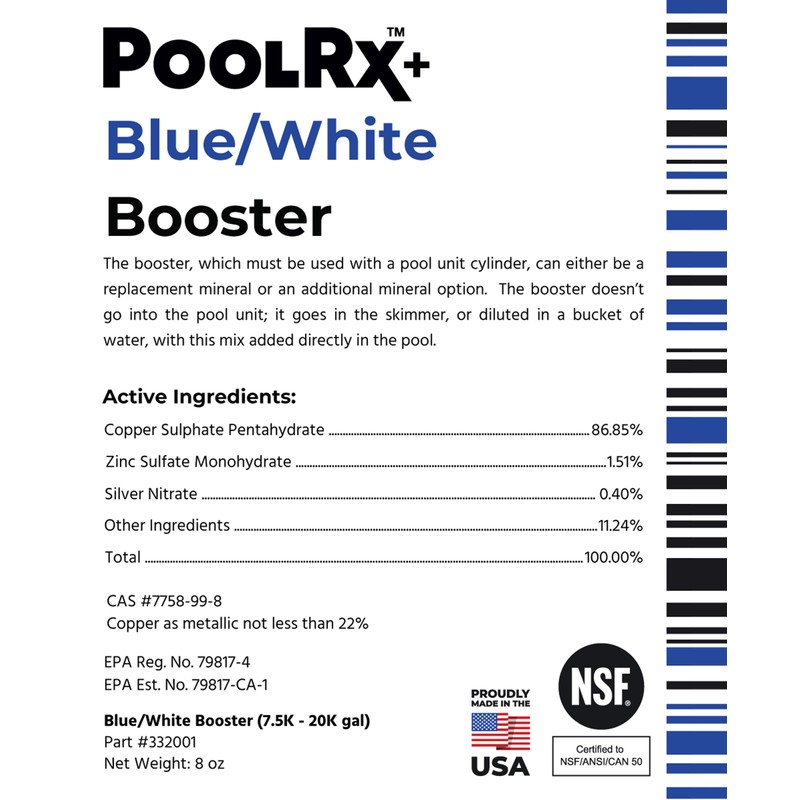 Pool RX 332001 PoolRX+ Booster Blue Swimming Pool Algaecide, Single