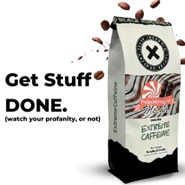 Black Insomnia Extreme Caffeine Coffee - World's Strongest Highly Caffeinated Coffee - Holiday Peppermint Mocha Flavored, Classic Roast, Ground - 1lb